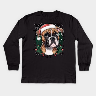 Boxer christmas Kids Long Sleeve T-Shirt